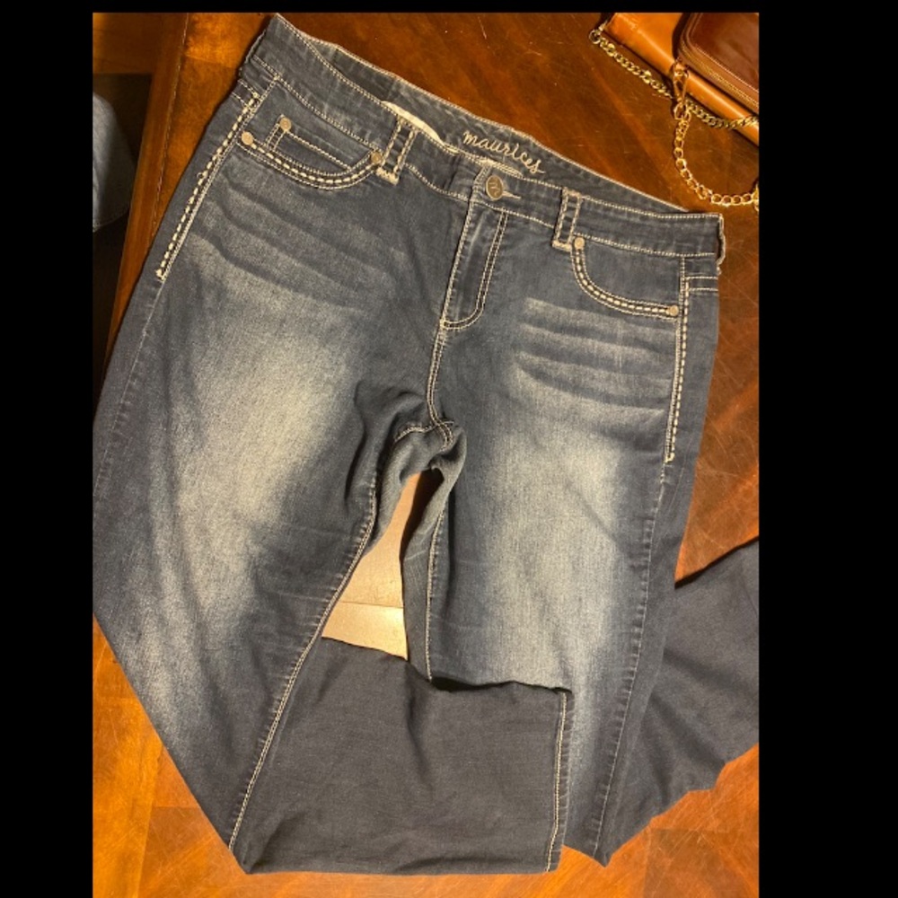 Maurices Dark Blue Women's Stretch Jeggings with Faded Detail
